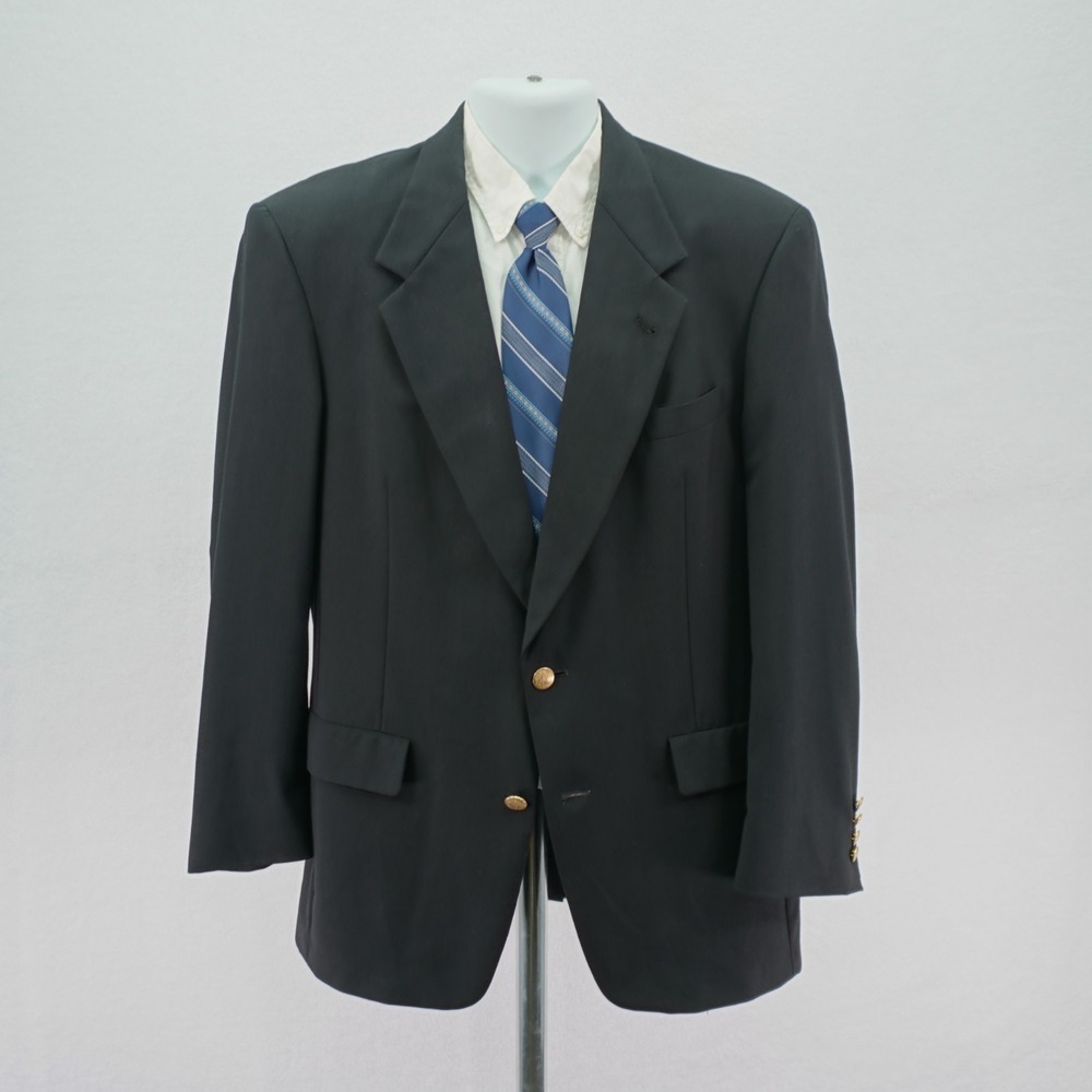 Hart Schaffner Marx Parisian Micron 2000 Austrailian Wool Black Gold Button 40R‎